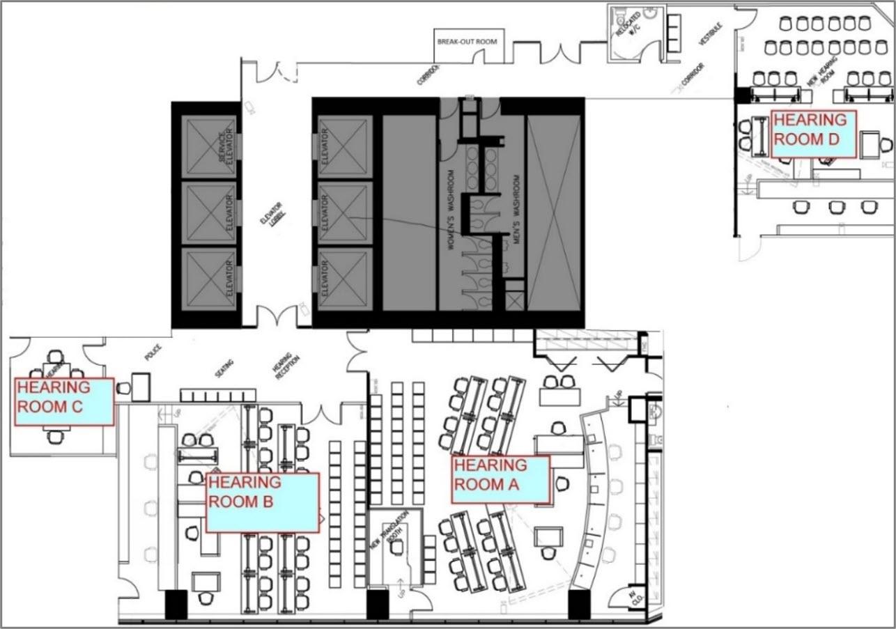 Image of a hearing room floor map.